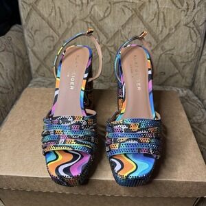 New Kurt Geiger Brixton‎ Platform Heel Multicolor Sparkle Women's Size 38
